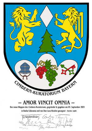 Wappen mit Symbolen aus Bayern und Italien